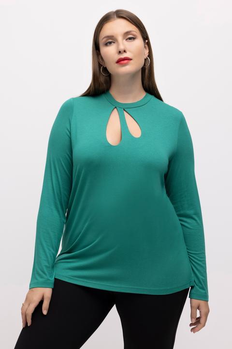 Image du produit Ulla Popken T-shirt à manches longues, avec col montant et découpe - collection Classic (54)