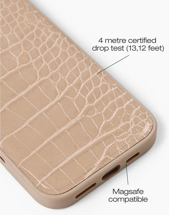 Image du produit iDeal Of Sweden Magsafe Designer Hard-Cover Vegan Leather Warm Beige Croco (Apple iPhone 16 Pro)