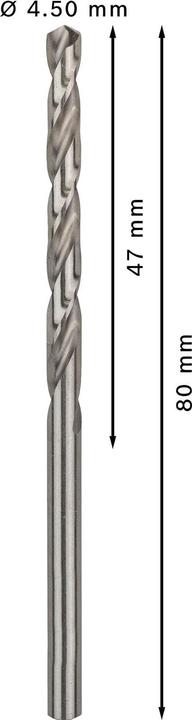 Actual product image Bosch Professional Zubehör PRO Metal HSS-G twist drill, 4.5 x 47 x 80 mm (4.5 mm)