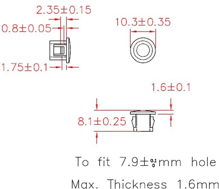 Nährwerte und Zutaten KSS Lochabdeckung Polyamid 6.6, schwarz, für Loch 7,9, Abdeckung-Ø 10,3, 1 Stück