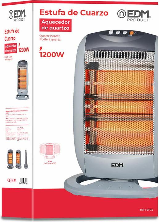 Actual product image EDM Quartz-Heizung 07136 07136 Schwarz 1200 W