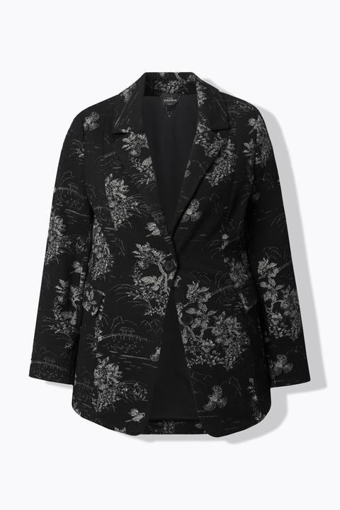 Actual product image Ulla Popken Jacquard-Blazer, Reverskragen, Langarm, Stretchfutter (46)