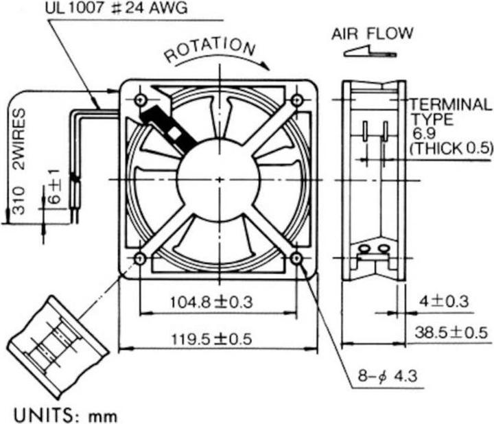 Actual product image Sunon DP200A2123XBT Axial fan 230 V/AC 164.76 m³/h (L x W x H) 120 x 120 x 38 (120 mm)