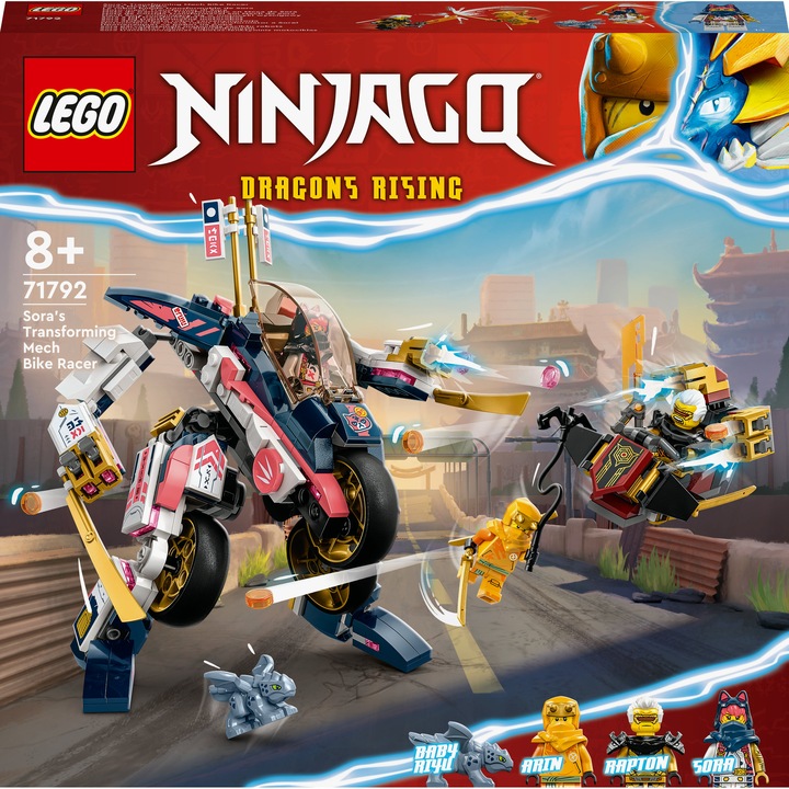 Actual product image LEGO Ninjago Sora's Mech transforms into a racing bike (71792). (71792, LEGO Ninjago)