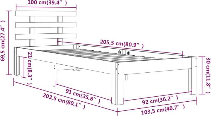 Produktbild vidaXL Bettrahmen (100 x 200 cm)