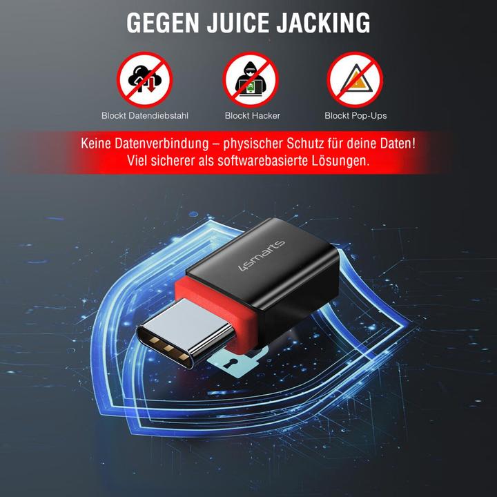 Produktbild 4smarts USB-C auf USB-A / USB-C Datenblocker Adapter, 2er Set, schwarz (USB 3.2 Gen 2, 240 W)