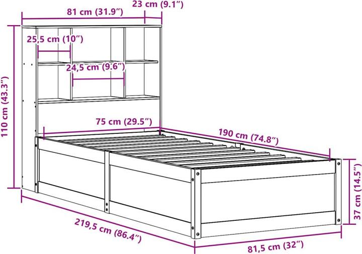Actual product image VidaXL Bed without mattress (140 x 190 cm)