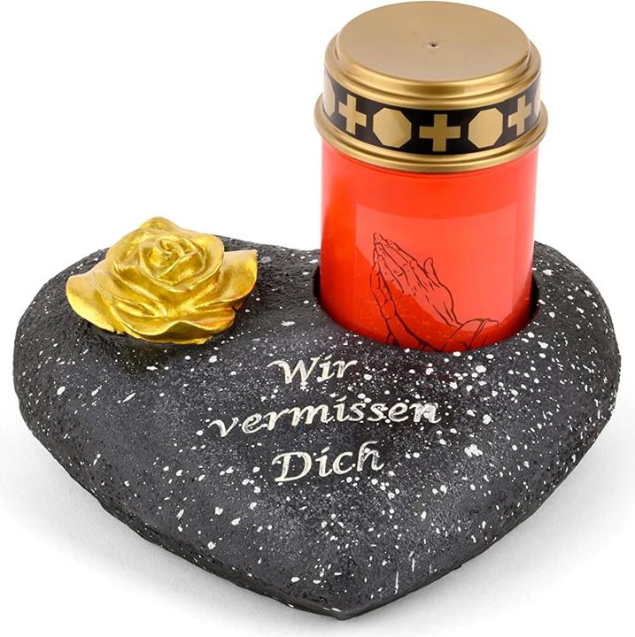 Novaliv Grabschmuck I Grabengel Grabdeko Grabherz grabdekoration Engel für Friedhof grablaterne