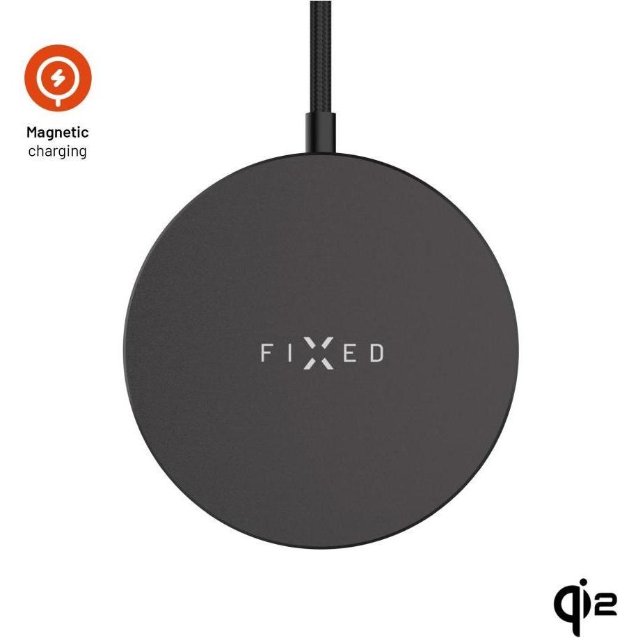 Fixed MagPad Slim Wireless Charger mit Qi2-Unterstützung MagSafe 15W Schwarz (15 W), Caricabatteria senza fili, Nero