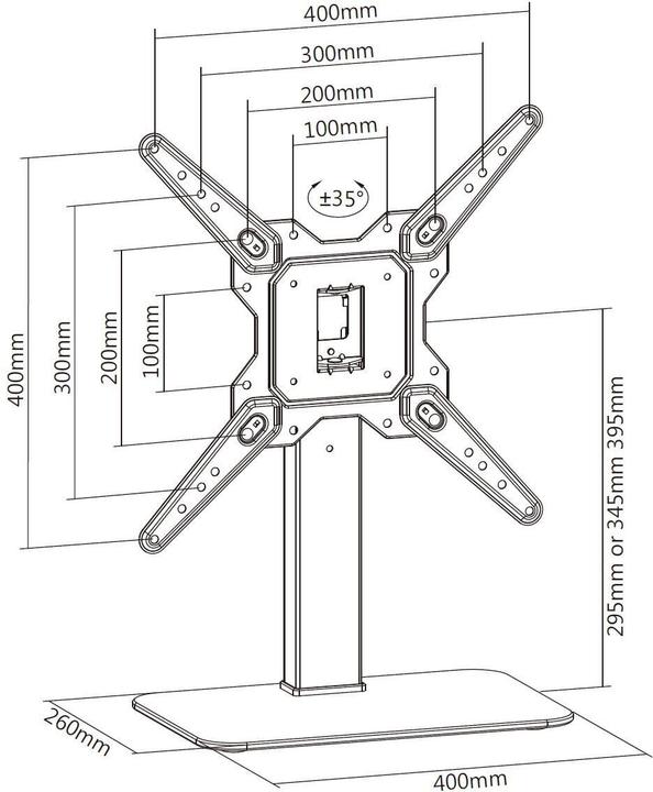 Produktbild Mozi TS-2 Medium 23"-55" -television k????ntyv?? p??yt??jalusta (23" - 55")