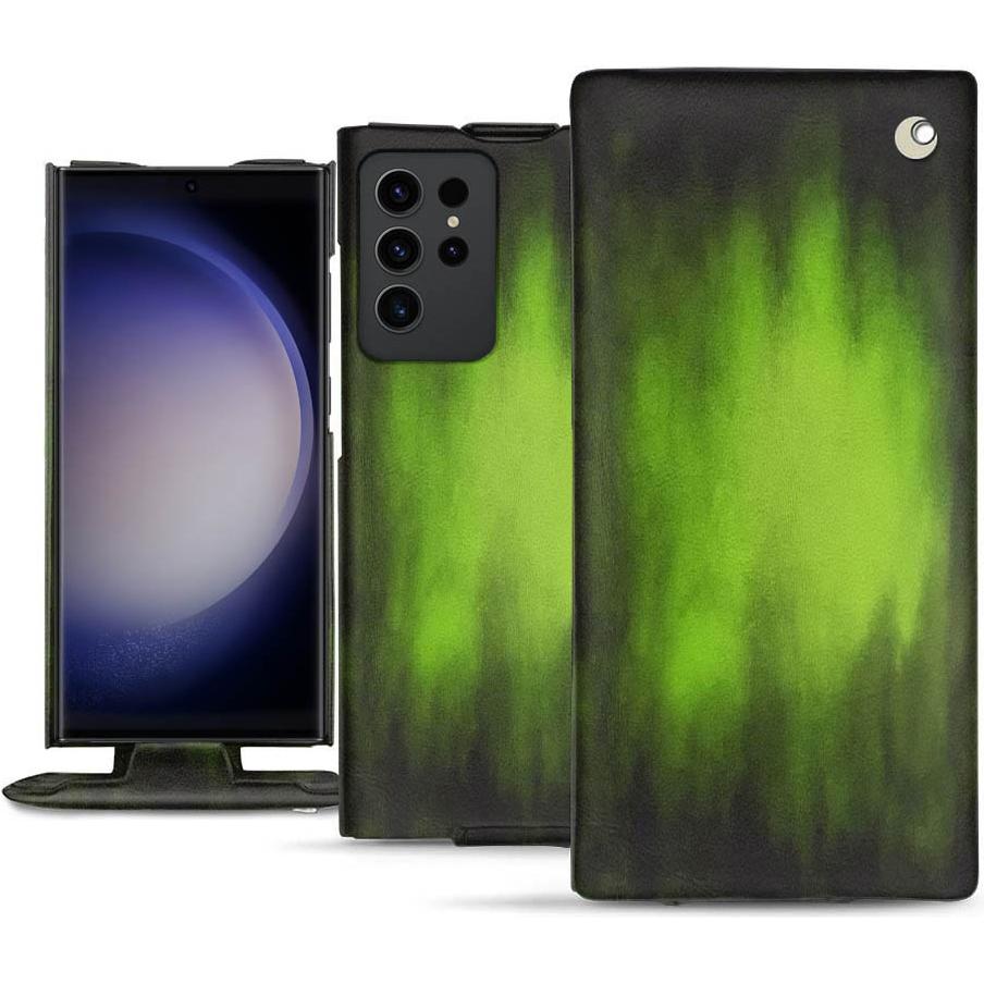 Noreve Lederschutzhülle vertikal (Samsung Galaxy S23 Ultra), Smartphone Hülle, Grün