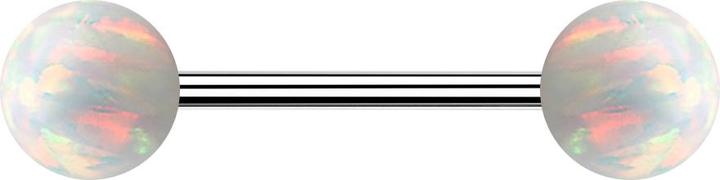 Actual product image Star Piercing Micro barbell silver with two balls opal white (without brass, Surgical steel 316L)