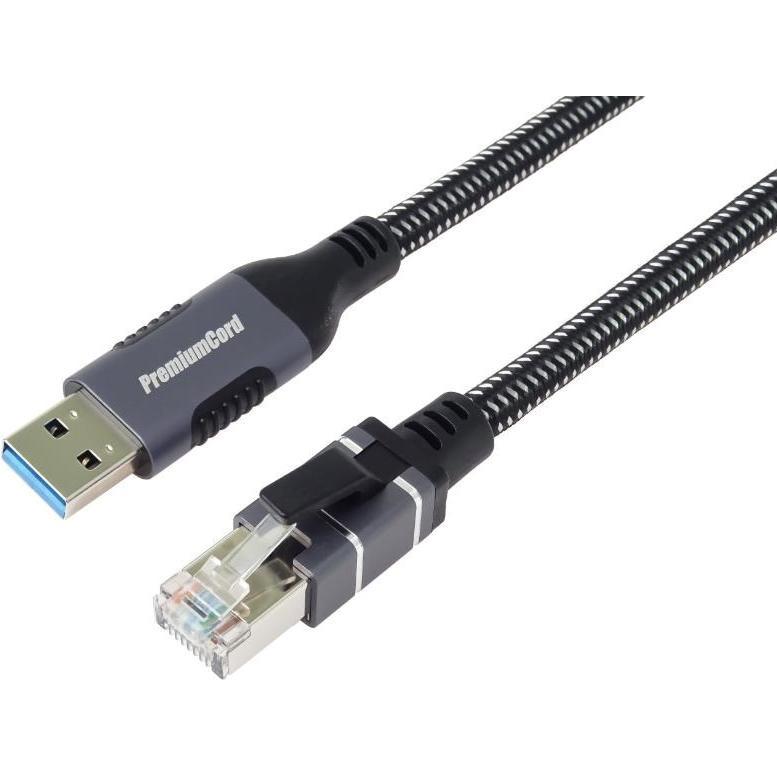 PremiumCord Ethernet cable USB-A 3.2 -> LAN RJ45 10/100/1000 Mb 2m (USB 3.2, RJ45 (1x)), Adattatore di rete