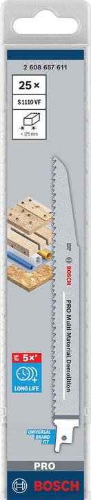 Actual product image Bosch Professional Zubehör PRO Multi Material Demolition S1110VF blade, 1.6 x 22 x 225 mm, 25 pcs.
