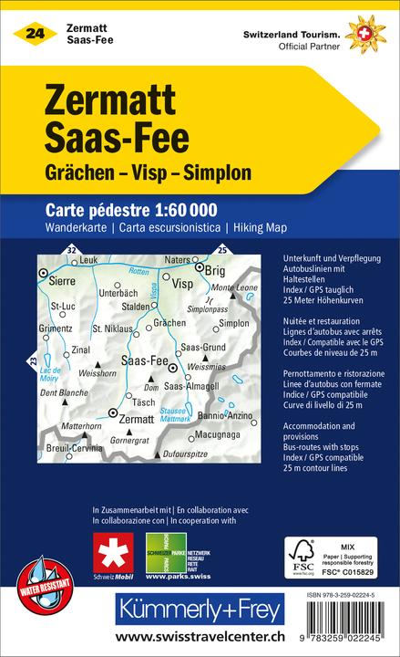 Produktbild Wanderkarte Zermatt-Saas Fee