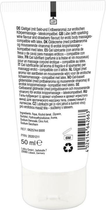 Nährwerte und Zutaten Lick-it Erotic Massage Gel Sparkling Wine And Strawberry (50 ml)