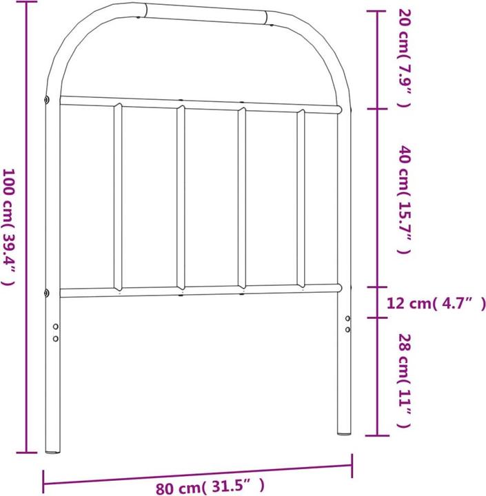 Actual product image vidaXL Kopfteil Metall Weiss 193 cm, Farbe: Weiss (198 x 3 x 100 cm)