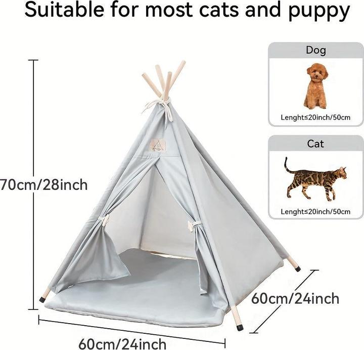 Produktbild Alopini Wasserdichtes Tipi-Zelt für Haustiere - Modernes Design, abnehmbar und warm für kleine bis (Hund)
