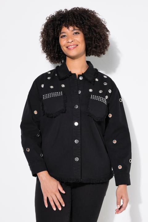Produktbild Angel of Style Jeansjacke, Ösen, Fransensaum, Hemdkragen, Langarm (50)
