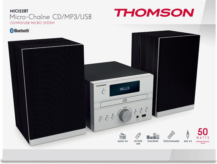 Image du produit Thomson MIC122BT Système stéréo d'accueil Microchaîne audio d'accueil (FM, Bluetooth)