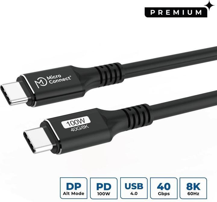 Produktbild MicroConnect Premium USB4 Gen 3x2 USB-C (1.50 m, 100 W)