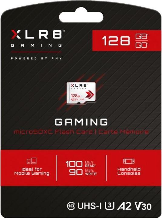 Produktbild PNY Card XLR8 Gaming Micro SDXC 128 GB Class 10 UHS-I / U3 A1 V30 (P-SDU128V32100XR-GE) (128 GB, microSDXC, U3, UHS-I)