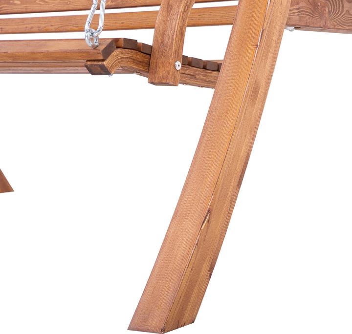 Produktbild Beliani Gartenschaukel Lärchenholz dunkelbraun Sonnendach beige ANDRIA