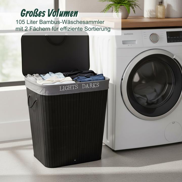 Actual product image Relaxdays Bamboo laundry bin (105 l)