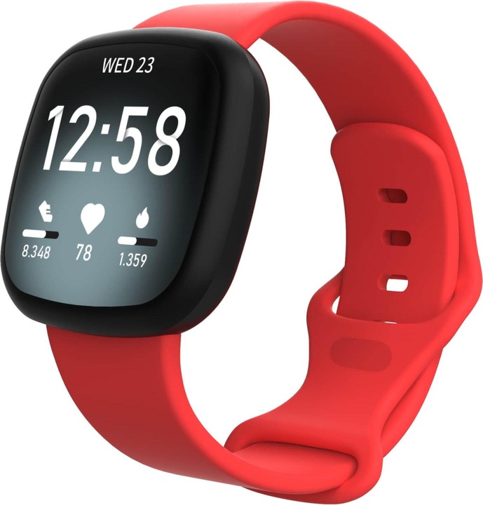 Cover-Discount Fitbit Versa 4 / Sense 2 - Silikon Ersatzarmband rot (Silikon, Versa 3, Sense)