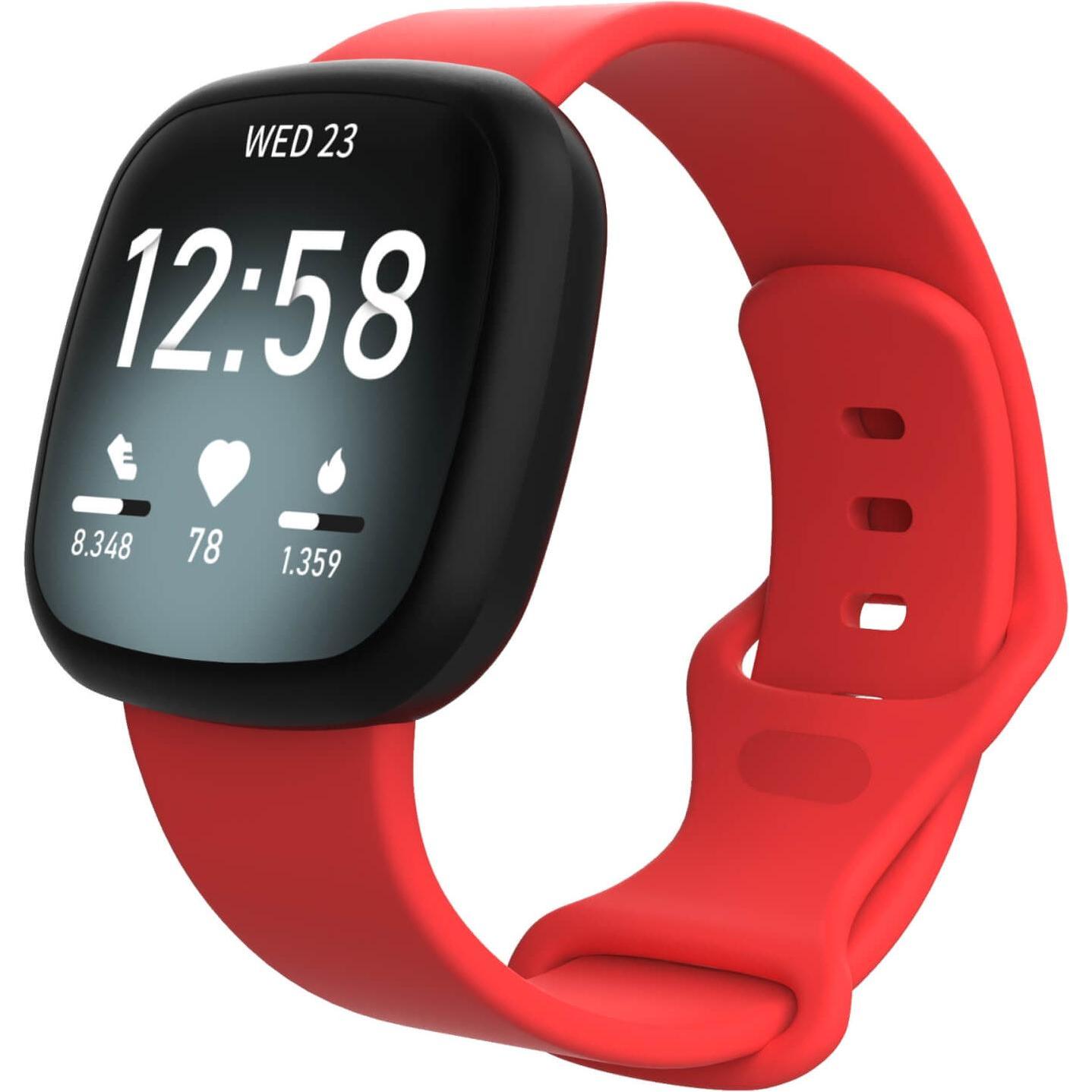 Cover-Discount Fitbit Versa 4 / Sense 2 - Silikon Ersatzarmband rot (Silikon, Versa 3, Sense), Uhrenarmband, Rot
