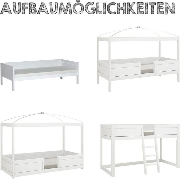 Produktbild Lifetime Kidsrooms 4 in 1 Bett Canoe Adventure mit Stoffdach,Rueckwand deluxe Lattenrost (90 x 200 cm)