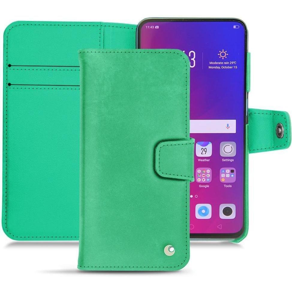 Noreve Lederschutzhülle Wallet (Oppo Find X), Smartphone Hülle, Grün