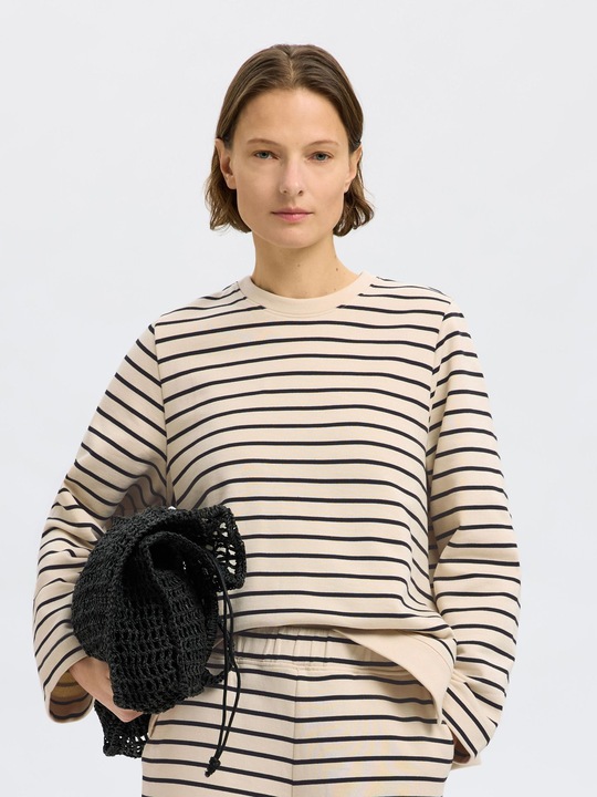 Produktbild Selected Femme Gestreiftes Baumwoll Sweatshirt (M)