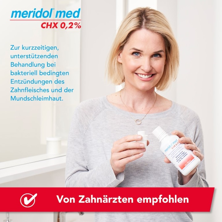 Actual product image Meridol med CHX 0.2 % solution for application in the oral cavity, 300 ml solution (300 ml, Mouthwash)