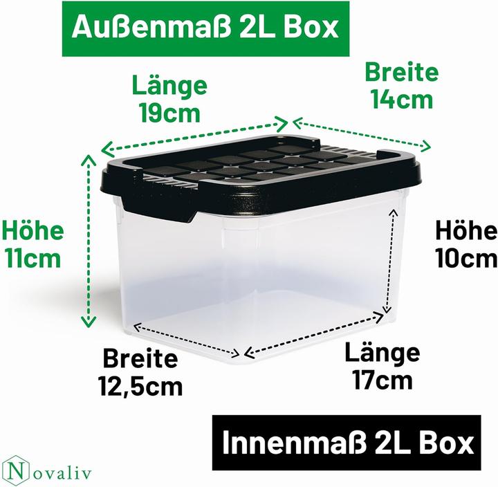 Image du produit Novaliv 8x Aufbewahrungsboxen mit Deckel klein 2 L Anthrazit Nestbar stapelbare Plastikboxen mit Cli (2 l)