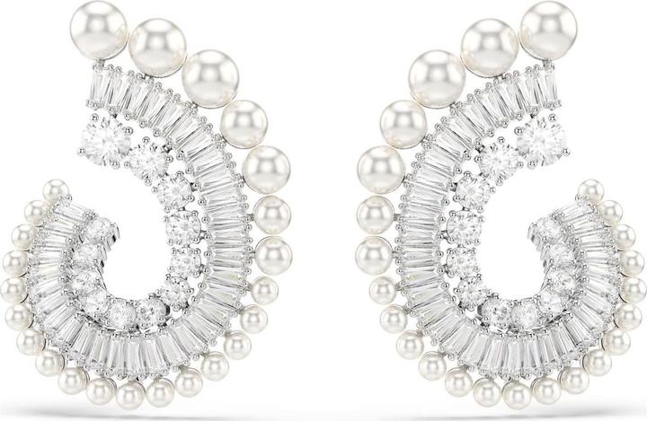 Swarovski x Ariana Grande Drop Ohrhänger Kristallperle Verschiedene Schliffe Weiss Rhodiniert (Swarovski Metall)