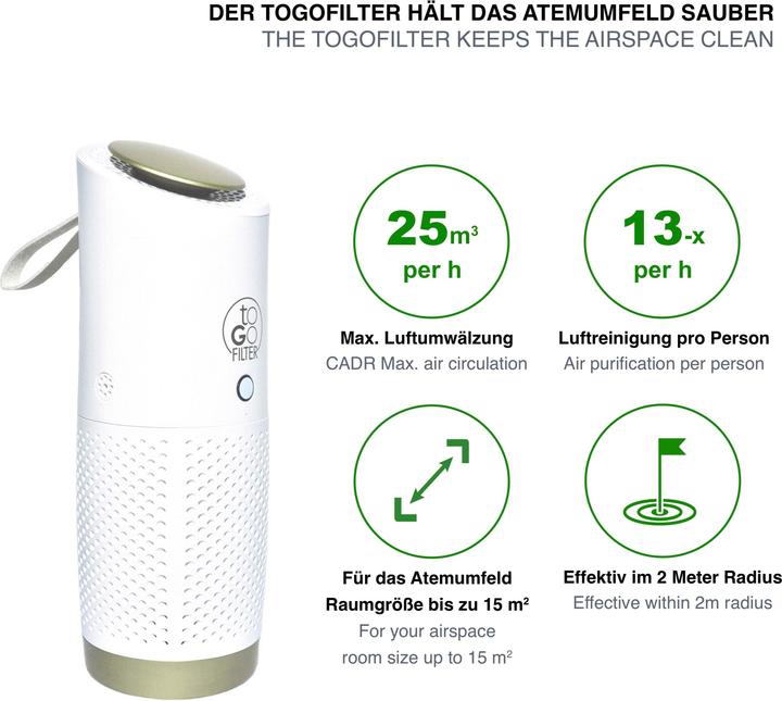 Produktbild toGo Filter Luftreiniger to-go, tragbar (15 m²)