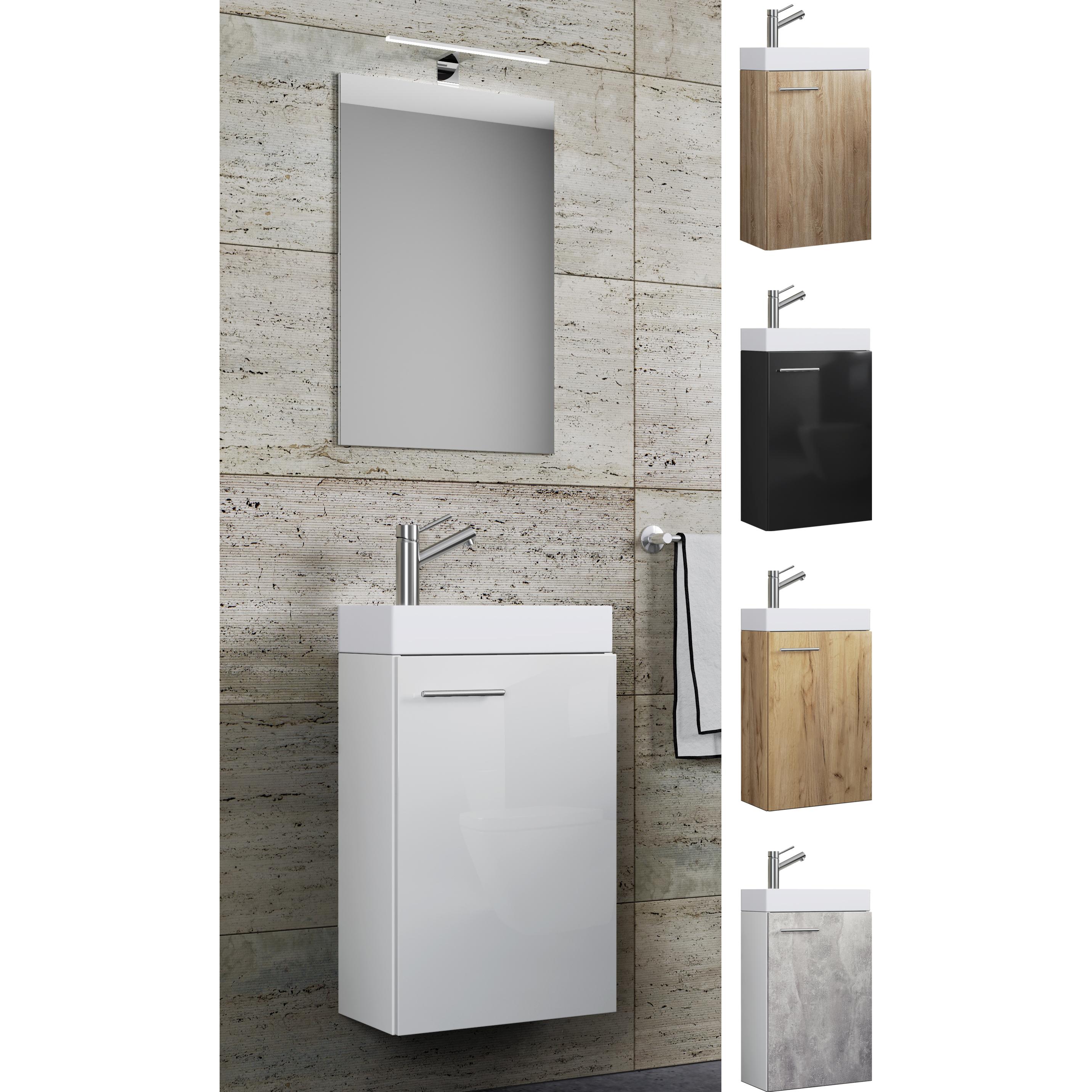 VCM, Badmöbelset, 3 tlg. Gäste WC Waschplatz Waschtisch Slito Spiegel
