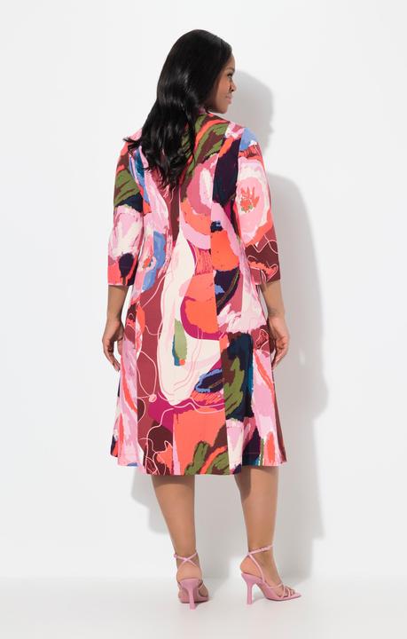 Image du produit Ulla Popken Robe midi point de Rome. Col calice et manches 3/4 (54)