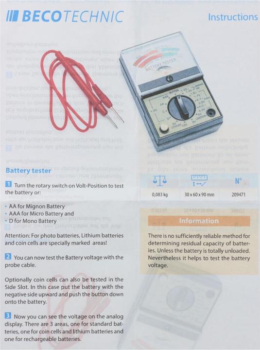 Produktbild AccuCell Universal Batterie Tester für viele Knopfzellen und Batterien
