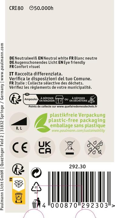Produktbild Paulmann AGL Eco-Line (E27, 4.50 W, 840 lm, 1 x, B)