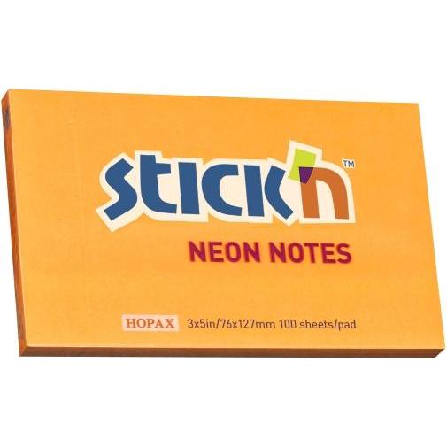 B.N.T., Heft + Block, Notes Stick'N NEON orange 76x127mm 100blade - (12 stk.)