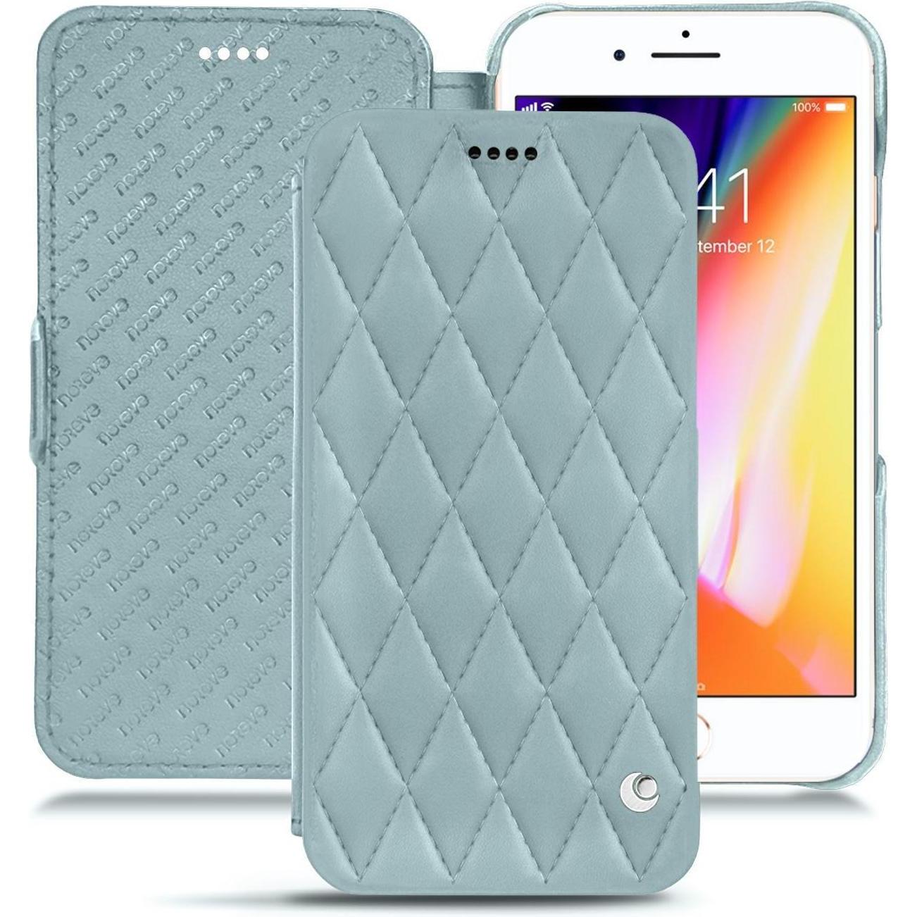 Noreve Lederschutzhülle horizontal (Apple iPhone 8 Plus), Smartphone Hülle, Blau