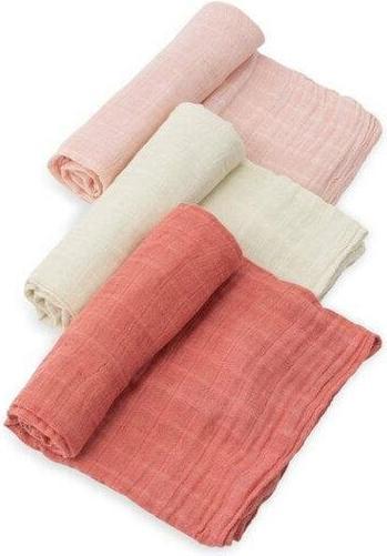 Actual product image little unicorn Cotton Muslin Swaddle 3 Pack - Rose Petal (120 cm, 120 cm)