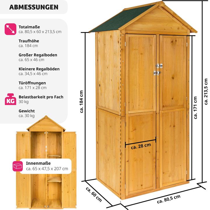 Immagine prodotto tectake armadio da giardino con tetto a punta
