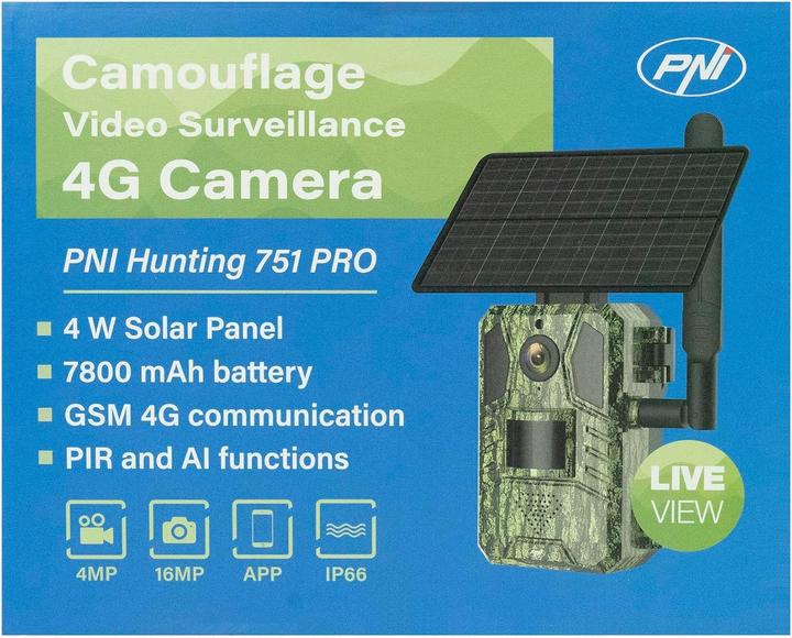 Image du produit PNI Caméra de chasse camouflage 16 MP, 4G LTE, GPS, vision nocturne, imperméable IP66
