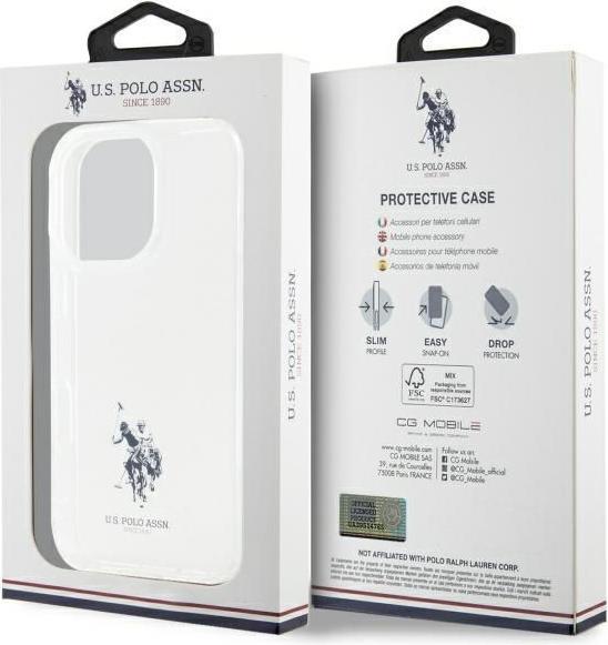 Actual product image U.S. Polo US Polo USHCP15XUSMT iPhone 15 Pro Max 6.7 Clear/Transparent IML Printed Double Horse Logo (Apple iPhone 15 Pro Max)