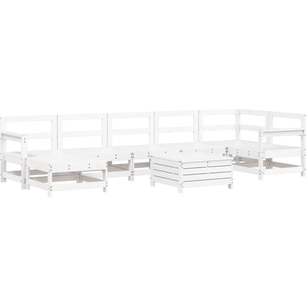 VidaXL, Gartenlounge, Gartenmöbel Sofa Garnitur Lounge Sitzgruppe 8-tlg. Weiss Massivholz Kiefer