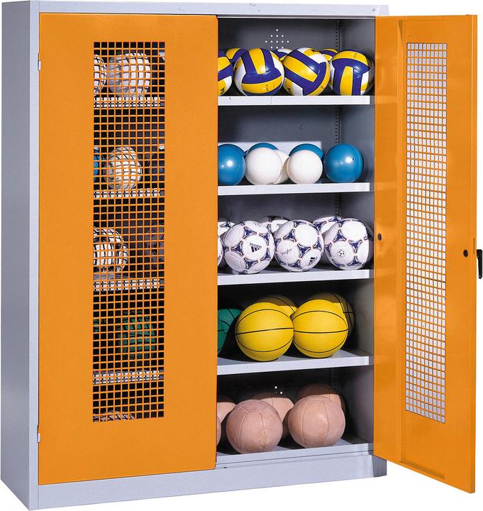 Image du produit C+P Armoire pour balles (hxlxp : 195x150x50 cm, avec portes battantes en tôle perforée, type 3)