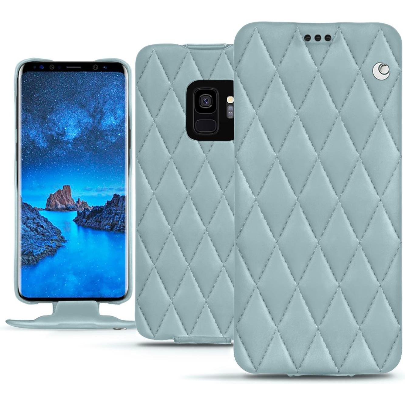 Noreve Lederschutzhülle vertikal (Samsung Galaxy S9), Smartphone Hülle, Blau